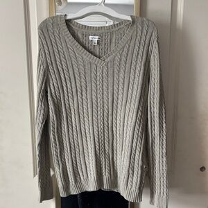 Croft & Barrow V-Neck Cable Knit Sweater - Light Green